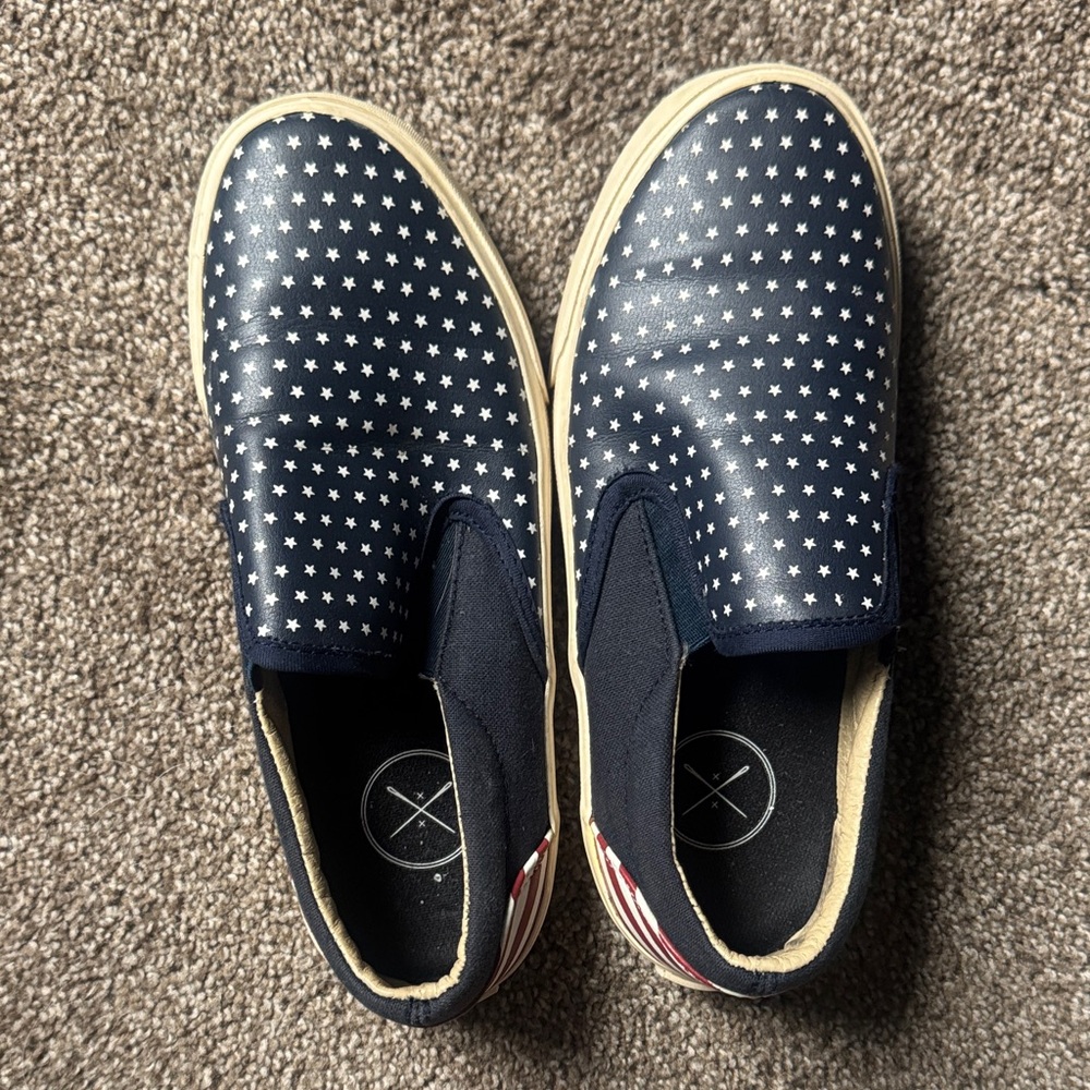 Inkkas Navy Star Slip-On Sneakers with Flag Heel Detail